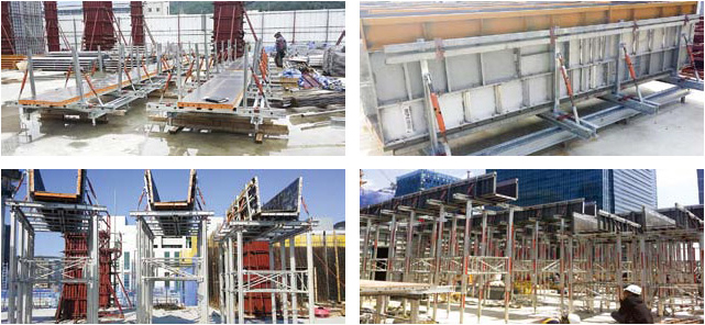 组装梁式模板与支柱